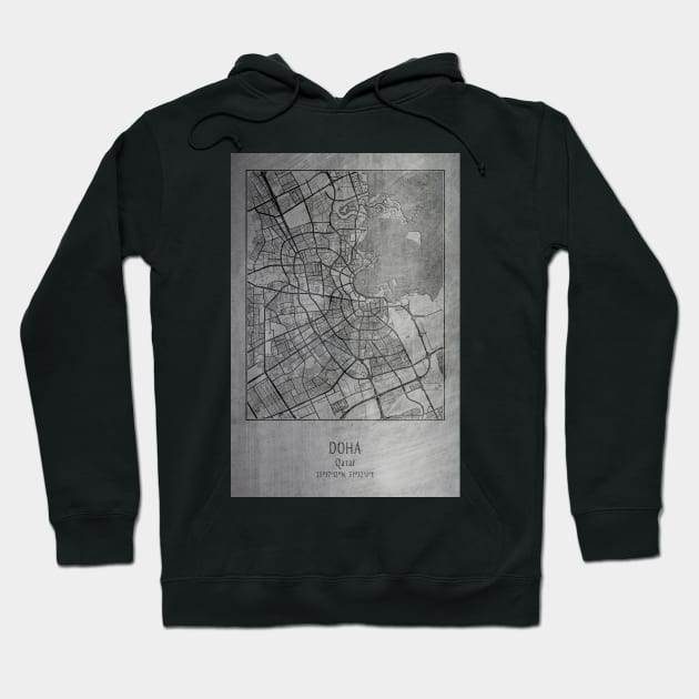 Doha, Qatar, city map poster Hoodie by Creative at home